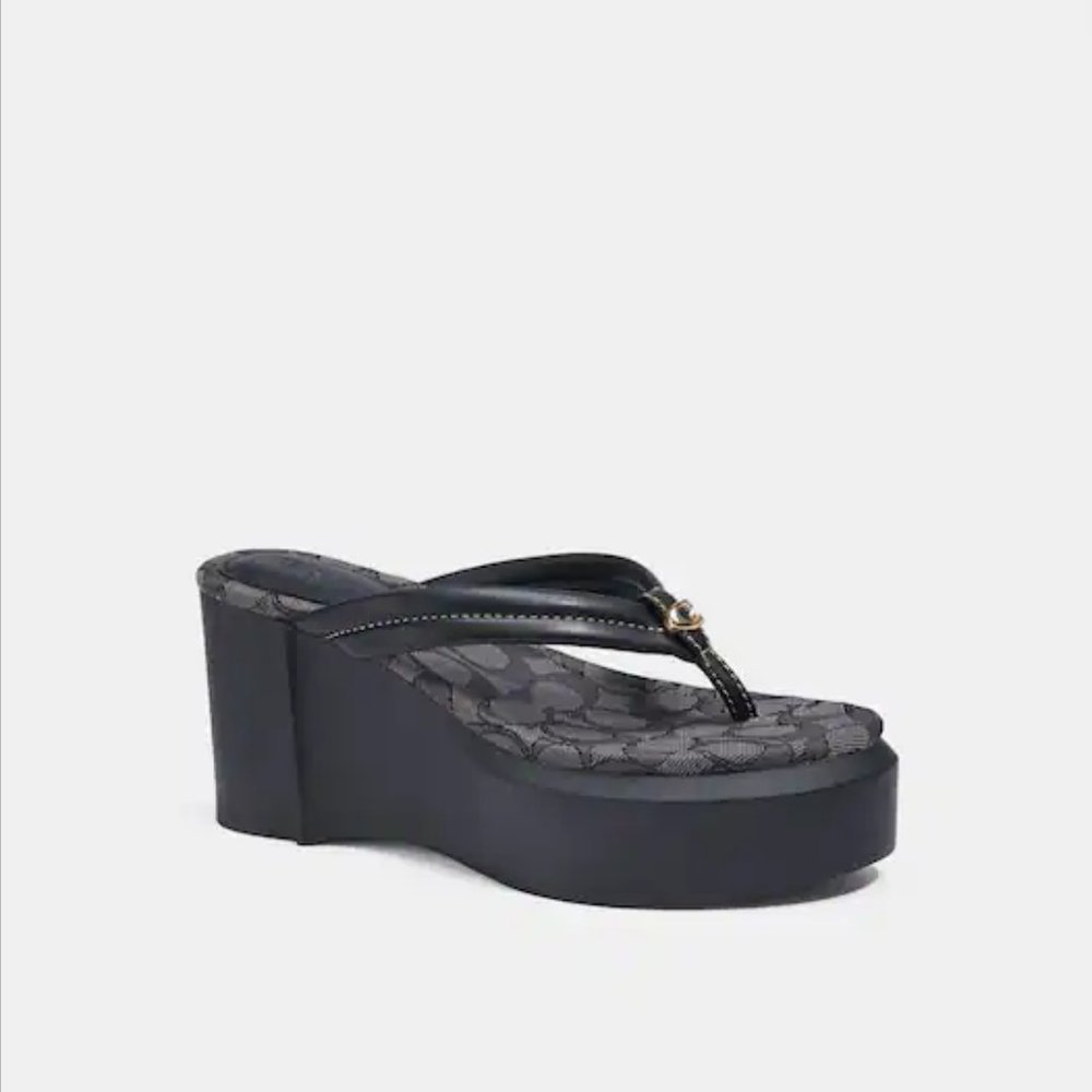 Coach franki leather platform thong sandals 8